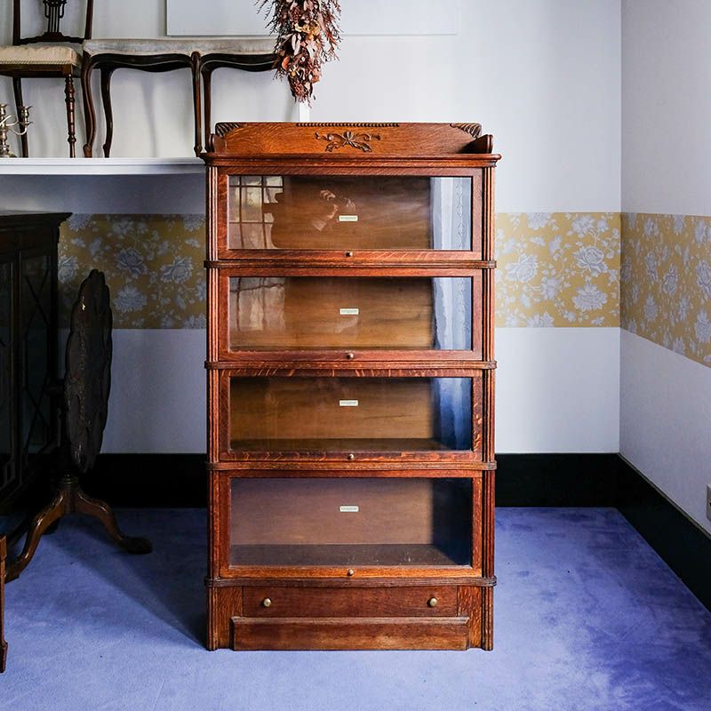 イギリス・英国アンティーク家具、『Globe Wernicke』オーク製4段